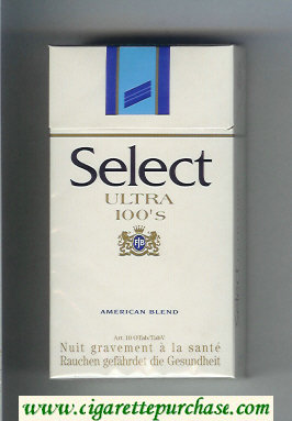 Select Ultra 100s American Blend cigarettes hard box