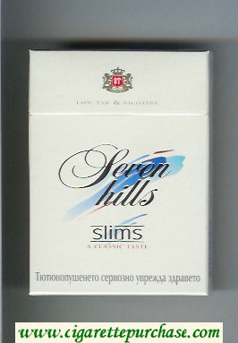 Seven Hills Slims cigarettes wide flat hard box