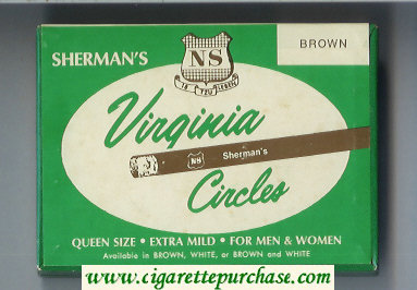 Sherman's Virginia Circles Brown Cigarettes wide flat hard box