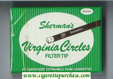 Sherman's Virginia Circles Filter Tip Brown Cigarettes wide flat hard box