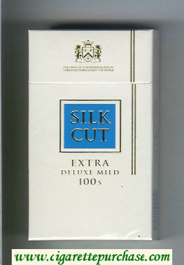 Silk Cut Extra Deluxe Mild 100s cigarettes white and blue hard box