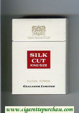 Silk Cut Filter Tipped Gallaher Limited cigarettes white and red hard box