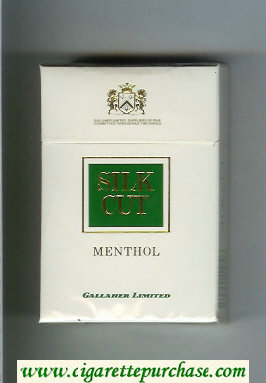 Silk Cut Menthol Gallaher Limited cigarettes white and green hard box