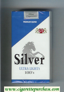 Silver Ultra Lights 100s Premium Blend cigarettes soft box
