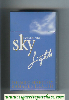 Sky Lights Superkings 100s cigarettes light blue hard box