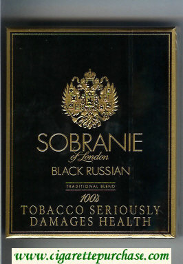 Sobranie of London Black Russian 100s cigarettes wide flat hard box