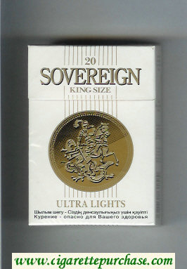 Sovereign Ultra Lights cigarettes white hard box