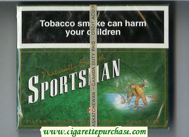 Sportsman Naturally Smooth 25 Cigarettes green wide flat hard box