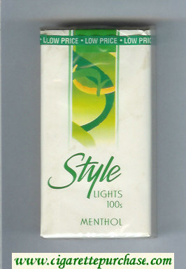 Style Lights Menthol 100s cigarettes soft box