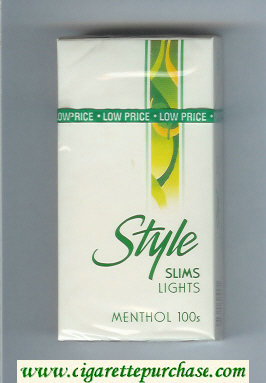 Style Slims Lights Menthol 100s cigarettes hard box