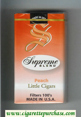 Supreme Blend Peach Little Cigars Filters 100s Cigarettes soft box