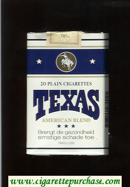Texas American Blend Plain cigarettes white and blue soft box
