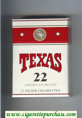 Texas 22 American Blend cigarettes white and red hard box