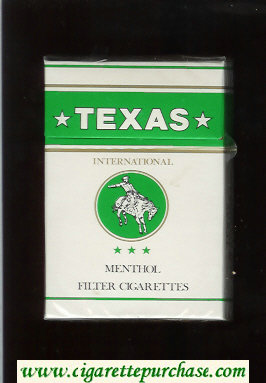 Texas Menthol International cigarettes white and green hard box