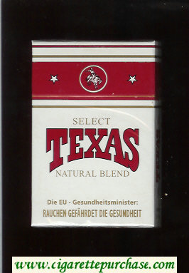 Texas Select Natural Blend cigarettes white and red hard box