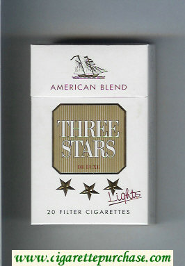 Three Stars American Blend Lights De Luxe cigarettes hard box