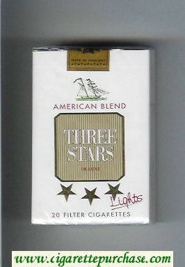 Three Stars American Blend Lights De Luxe cigarettes soft box