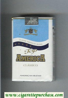 Top America Flavor American Blend Classico cigarettes white and blue soft box