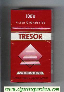 Tresor American Blend 100s Filter cigarettes red and white hard box