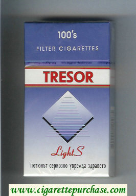 Tresor Lights 100s Filter cigarettes blue and white hard box