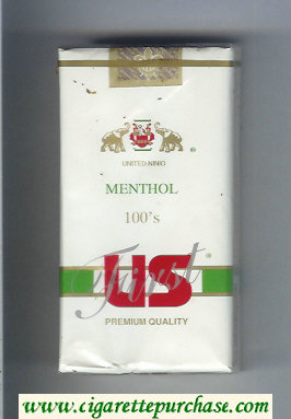 US First Menthol 100s Premium Quality cigarettes soft box