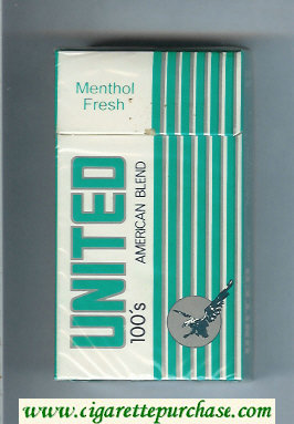 United Menthol Fresh 100s American Blend cigarettes hard box