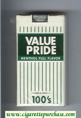 Value Pride Menthol Full Flavor 100s cigarettes soft box