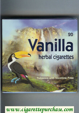 Vanilla Herbal Cigarettes wide flat hard box
