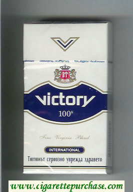 Victory 100s International cigarettes white and blue hard box