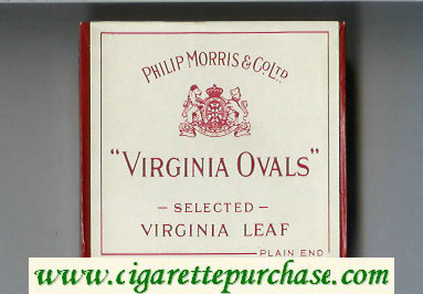 Virginia Ovals Selected Virginia Leaf cigarettes wide flat hard box