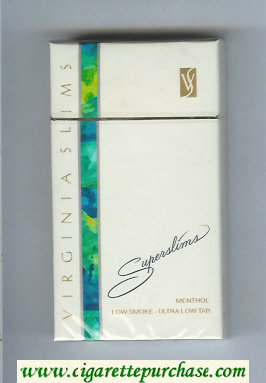 Virginia Slims Superslims 100s Menthol cigarettes hard box