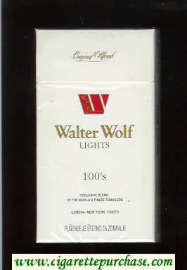 Walter Wolf Lights 100s Original Blend cigarettes white hard box
