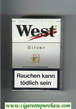 West 'R' Silver American Blend cigarettes hard box