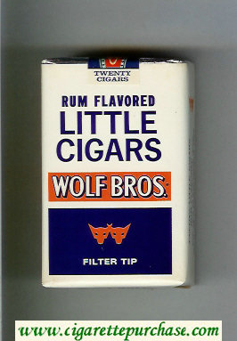 Wolf Bros Little Cigars Rum Flavored Cigarettes white and blue soft box