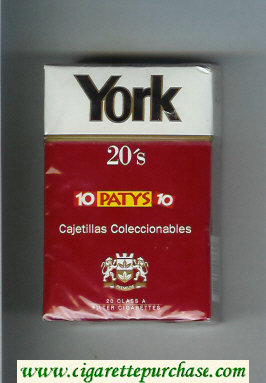 York 10 Patys 10 cigarettes red and white hard box