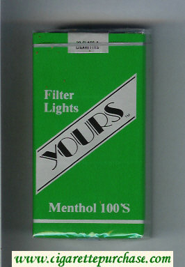 Yours 'TM' Lights Menthol 100s cigarettes green and silver soft box